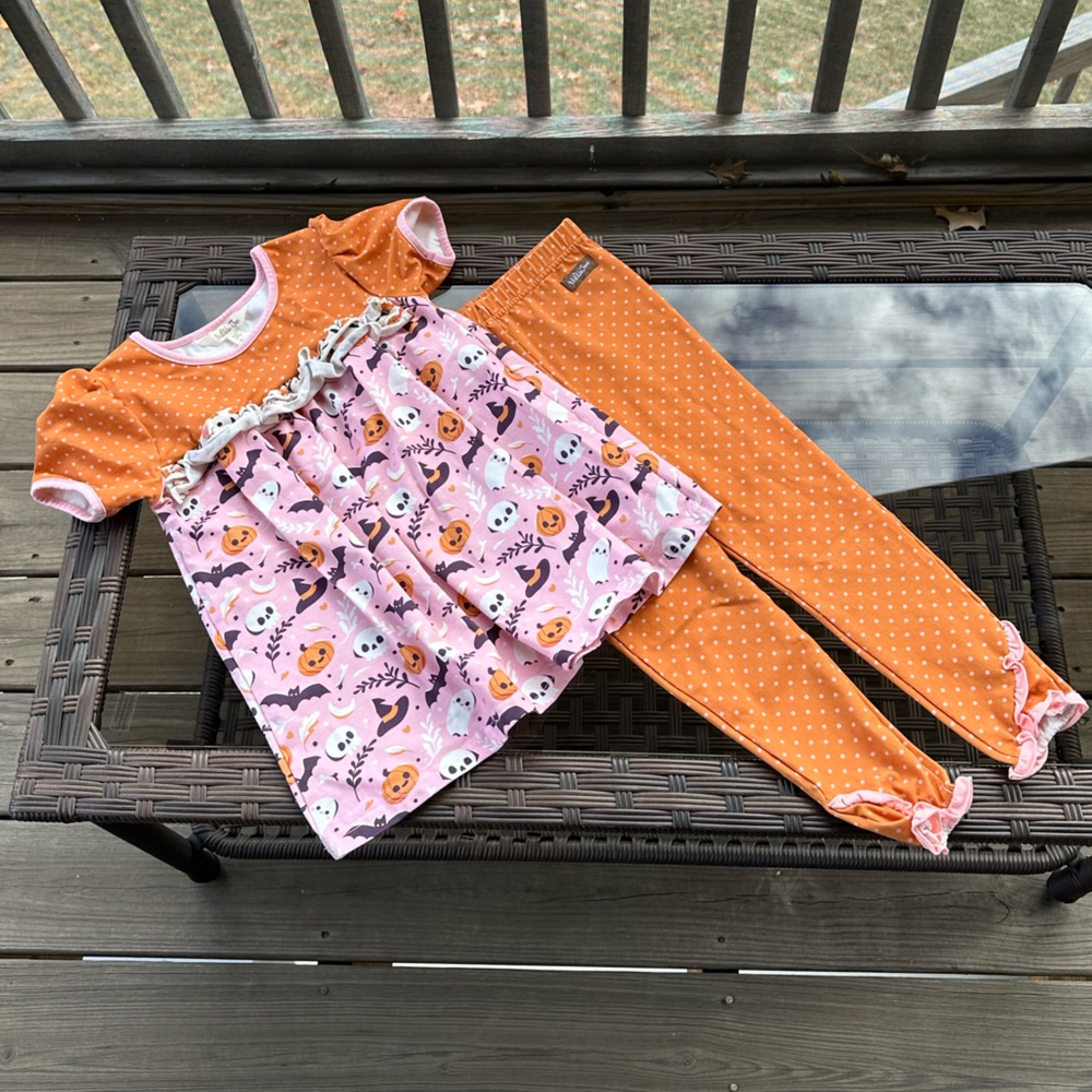 Matilda Jane Orange and Pink Kids Halloween Set Size 6